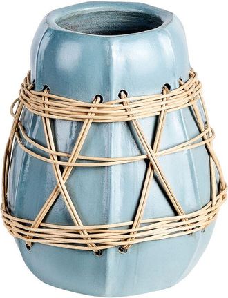 Beliani Beliani - Jarr&oacute;n De Terracota Azul Claro Beige 27 Cm Natural Flores Artificiales Kamering