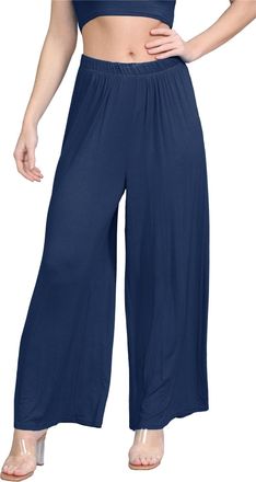 Janisramone Hamishkane Womens Plain Flared Palazzo Elasticated Waist Wide Leg Yoga Pants for Women UK Elegant Palazzo Trousers for Women UK - Ideal Ladies Summer 