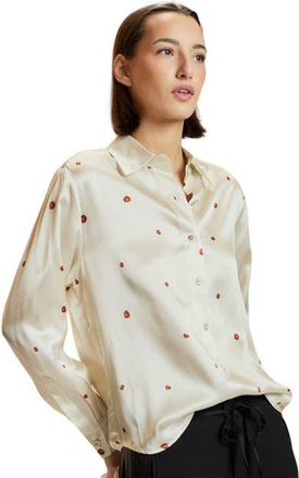 Cynthia Rowley Ladybug Silk Blouse in White at Nordstrom, Size X-Small