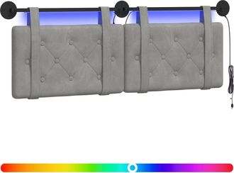vidaXL Cabecero Colgante Con Luz Led Gris Claro Terciopelo Vidaxl