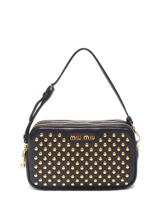 Miu Miu 2000-2020s stud-embellished handbag - women - Leather - One Size - Black