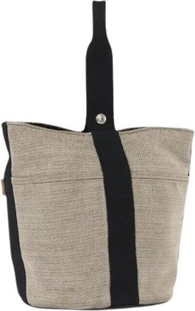 Herm&egrave;s Pre-owned Canvas Bucket Bag - Dames - Vintage Tas - Beige - ONE Size - Vintage