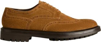 Kiton Derby in kalfsleer su&egrave;de met brogue bloempatroon - Heren - Veterschoenen - Blauw - 40 EU - Leer - Schoenen