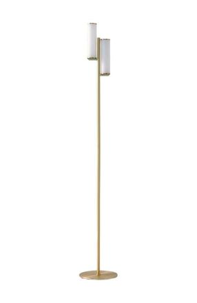Brightech Gemini 64 Industrial LED Standing Floor Lamp with Glass Cylinder Shades, 3-Way Dimming in Antique Brass at Nordstrom