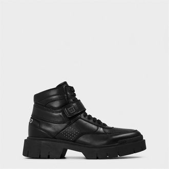 HUGO BOSS Hugo Mens Denzel Halb Motorcycle Boots Lace-Up in Black - Size UK 6