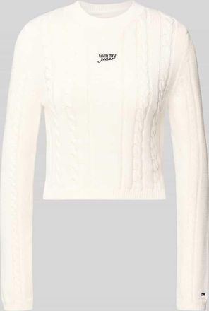 Tommy Jeans Slim Fit Strickpullover aus reiner Baumwolle in Weiss, Gr&ouml;&szlig;e XL