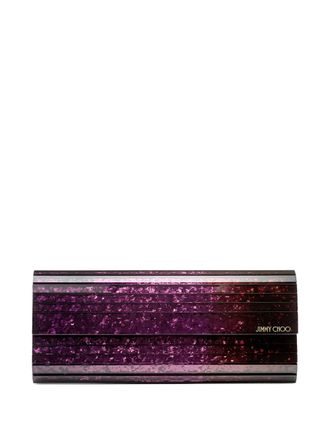 Jimmy Choo London Sweetie glitter-embellished clutch bag - Purple