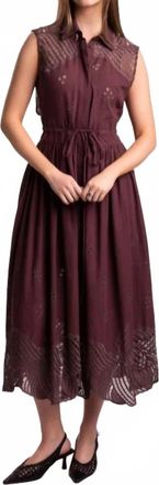 Beatrice .B Eyelet Graceful Sleeveless Midi Dress In Burgundy