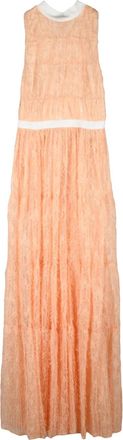 Elisabetta Franchi Peach Polyester Women Long Flared Transparent Dress