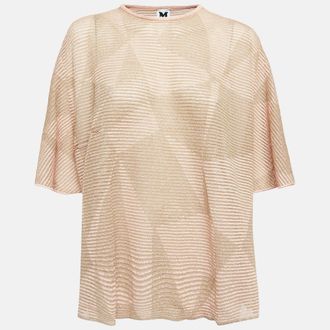 M Missoni Metallic Pink Lurex Knit Top