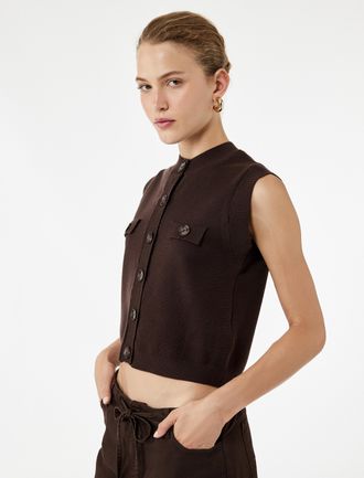 Koton VESTEN Mouwloos Tricot Gilet met Knoopsluiting