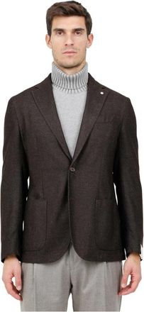 L.B.M. 1911 Giacca monopetto in lana tinto capo - Heren - Blazers - Grijs - 2XL - Wol - Jassen