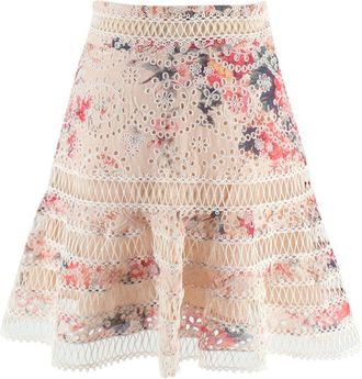 Zimmermann Laelia Diamond Flutter Broderie Anglaise Mini Skirt Size S