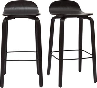 Miliboo Miliboo - Sgabelli da bar vintage legno nero H68 cm (set di 2) obra