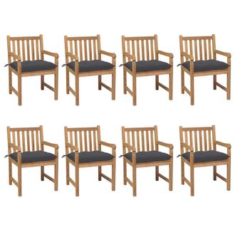 vidaXL Sillas De Jard&iacute;n 8 Uds Madera Maciza De Teca Cojines Antracita Vidaxl