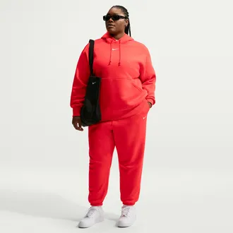 Nike Womens Nike Sportswear Phoenix Fleece High-Waisted Oversized Sweatpants (Plus Size) in Red | FZ5998-696