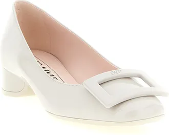 Roger Vivier Womens Patent Calfskin Mid Pump Gray Leather