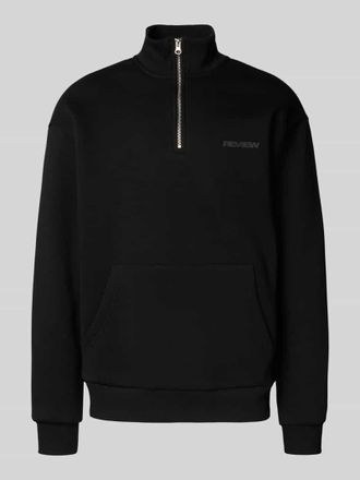 Review Sweatshirt mit Stehkragen und Reißverschluss in Black, Größe XL