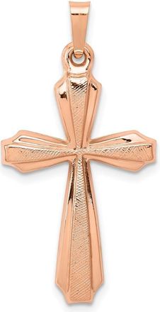 Diamond2Deal 14K Rose Gold Textured And Polished Passion Cross Pendant
