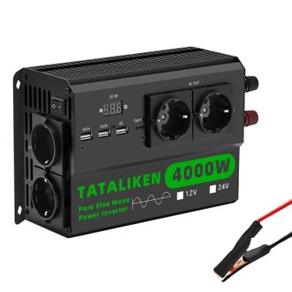 OEM Inversor Cc/ca, Pantalla Lcd Digital, Ventilador Con Termostato, 4000 W - Negro - A, Europa - C, 12 V - A, 220-240 V 50 Hz - C