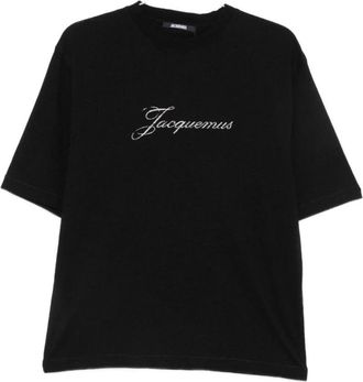 Jacquemus Geborduurd Logo T-shirt - Dames - T-shirts - Zwart - XS - Katoen - Tops