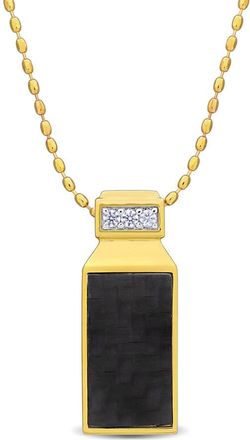 Amour 3 1/4ct TGW Carbon Fiber Created White Sapphire Drop Pendant with Chain in Yellow Plated Sterling Silver - 20 in