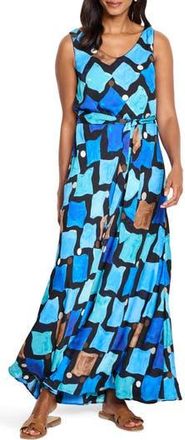 Nic+Zoe Bianca Sea Glass Sleeveless Maxi Dress in Blue Multi at Nordstrom Rack, Size Xx-Large