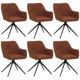 Hhg Hhg - Juego De 6 Silla De Comedor 983, Apoyabrazos De Silla De Cocina, Giratoria Con Retorno Autom&aacute;tico, Tela/textil (270 G/m&sup2;), Terracota