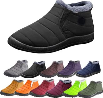 Generic Winter Boots for Women,Anti-Slip Winter Snow Boots for Women and Men,Fur Lining Waterproof Slip on Outdoor Warm Ankle Booties,Comfortable Walking Warm