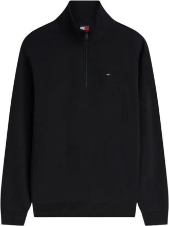 Tommy Jeans Flag Fleece Half-Zip Sweatshirt - Heren - Sweatshirts & Hoodies - Zwart - Maat: L Fleece