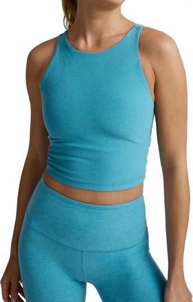 Beyond Yoga Spacedye Refocus Cropped Tank In Surfer Blue Heather