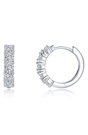 Lafonn Bella Pav&eacute; Simulated Diamond Huggie Hoop Earrings in Silver at Nordstrom