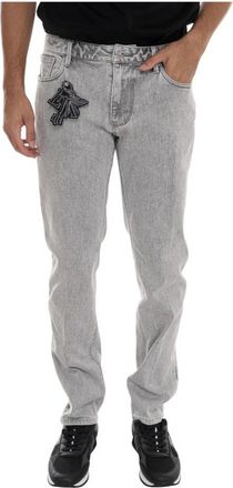 Emporio Armani Jeans, Heren, Grijs, W33, Katoen, J06 Slim-fit Stone-washed Jeans