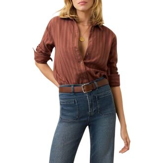 Faherty Nazar&eacute; Relaxed Flannel Button-Up Shirt in Cliff Walk Stripe at Nordstrom Rack, Size X-Small