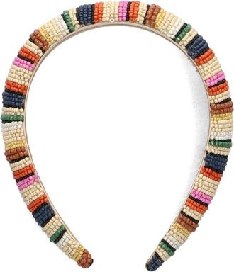 Becks&ouml;ndergaard Accessoires, Dames, Veelkleurig, ONE Size, Denim, Gestreepte kralen haarband voor de zomer