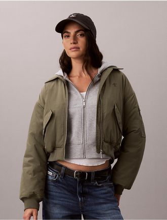 Calvin Klein Jeans Calvin Klein Womens Nylon Padded Bomber Jacket - Green - XL