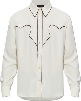 Amiri Shirt Met Decoratieve Stiksels - Heren - Casual Overhemden - Beige - XL - Polyester - Overhemden