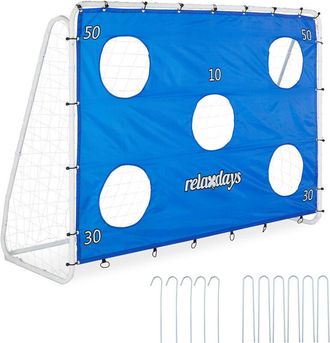 Relaxdays Relaxdays - Porter&iacute;a Xl Con Lona Precisi&oacute;n, Arco F&uacute;tbol Jard&iacute;n Entrenamiento Punter&iacute;a, 170x235x85 Cm, Acero, Azul Y Blanco