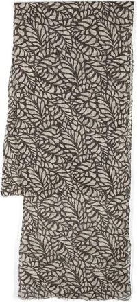 Brunello Cucinelli Womens Beige Brown Leaf Pattern Scarf, One Size