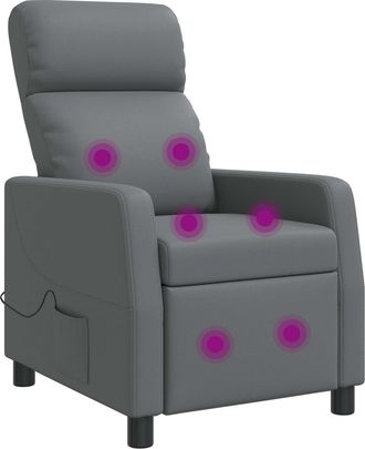 vidaXL Silla De Masajes Reclinable Gris Cuero Sint&eacute;tico Vidaxl