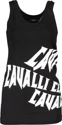 Cavalli Zwarte Katoenen Dames Tank Top - Dames - Tops zonder mouwen - Zwart - XS - Katoen - Tops