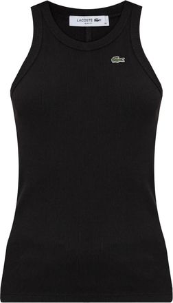 Lacoste cotton tank top - women - Cotton - 34 - Black