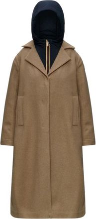 K-Way Lana Wol Nylon Jas - Dames - Mantel - Beige - S - Wol - Jassen