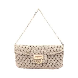 Ferragamo Pre-owned Clutches, female, Beige, Size: ONE SIZE Pre-owned Fabric Shoulder Bag