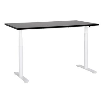 Beliani Beliani - Escritorio De Altura Regulable El&eacute;ctrico Dise&ntilde;o Moderno Patas Redondas 160 X 72 Cm Tablero Negro Soporte De Acero Blanco Destinas