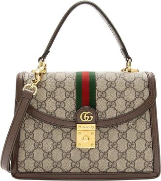 Gucci Beige Gg Supreme Canvas Ophidia Padlock Medium Top Handle (Authentic Pre-Loved)