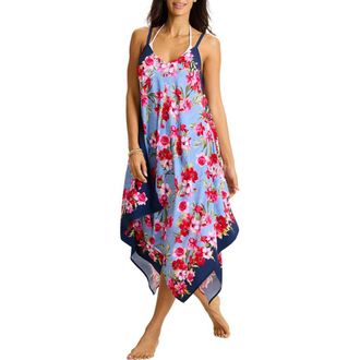 Tommy Bahama Chambray Beach Scarf Cover-Up Dress in Mare Navy at Nordstrom, Size Large