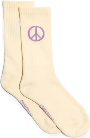Spiritual Gangster Find Peace Crew Socks in Vintage White at Nordstrom