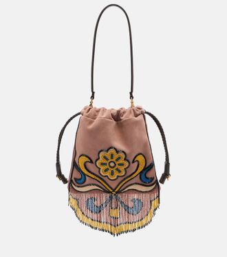 Etro Kalispera Small beaded suede shoulder bag