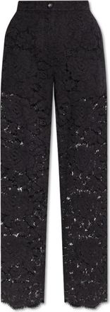 Dolce & Gabbana Kanten broek - Dames - Wijde Broeken - Zwart - S - Broeken